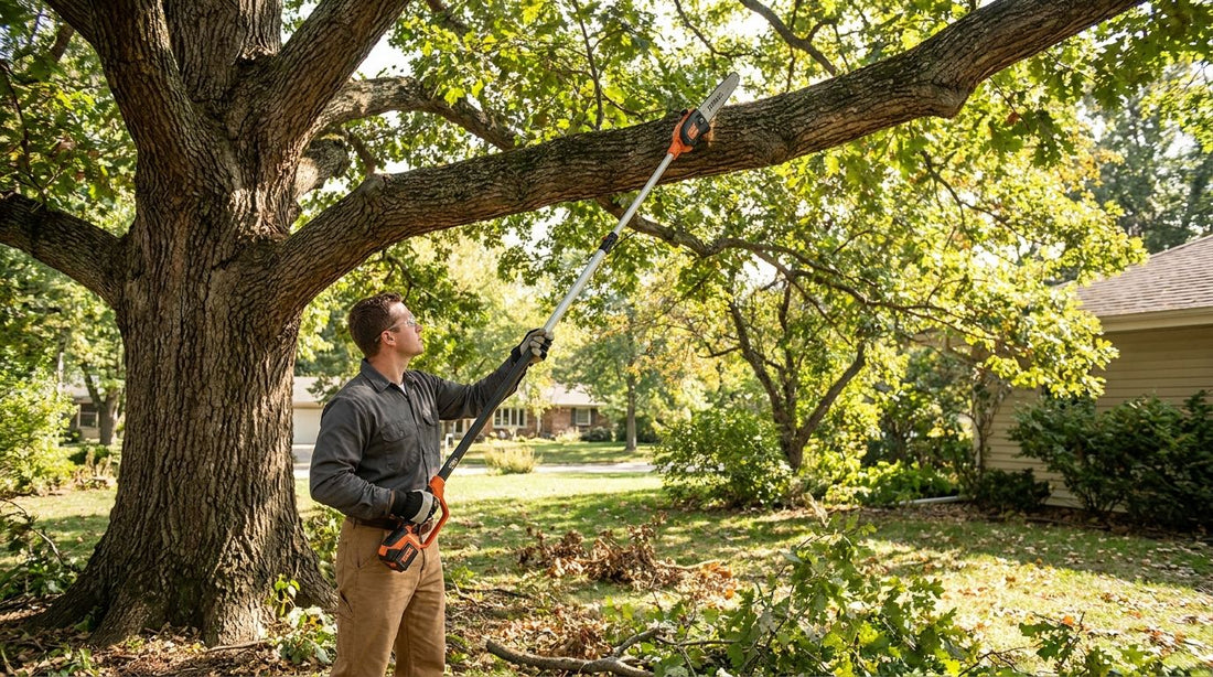 How to trim high branches safely with a pole saw