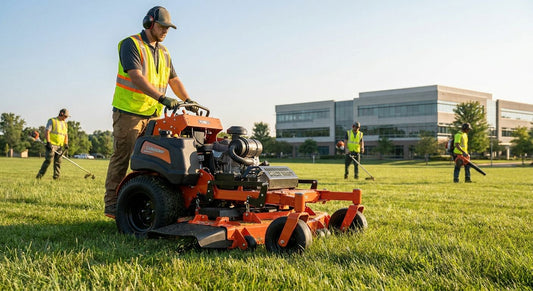 Stand-on mowers for commercial landscaping crews